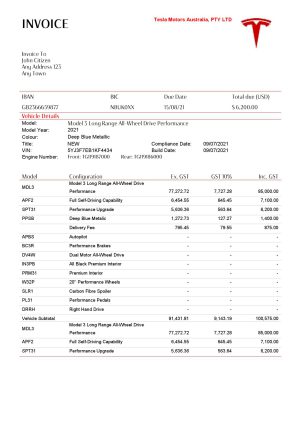 USA Editable Templates 5 USA Tesla invoice template in Word and PDF format, fully editable