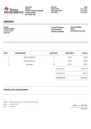 USA Editable Templates 4 USA Texas Instruments invoice template in Word and PDF format, fully editable
