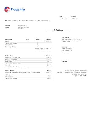 England Editable Templates 9 United Kingdom Flagship Merchant Services credit card service company pay stub Word and PDF template