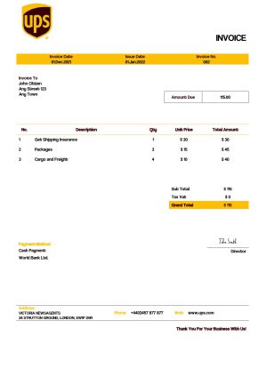 USA Editable Templates 6 USA UPS invoice template in Word and PDF format, fully editable
