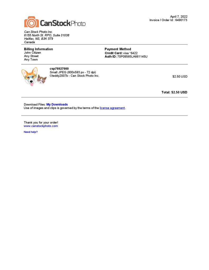 USA Canada Can Stock Photo invoice template in Word and PDF format, fully editable