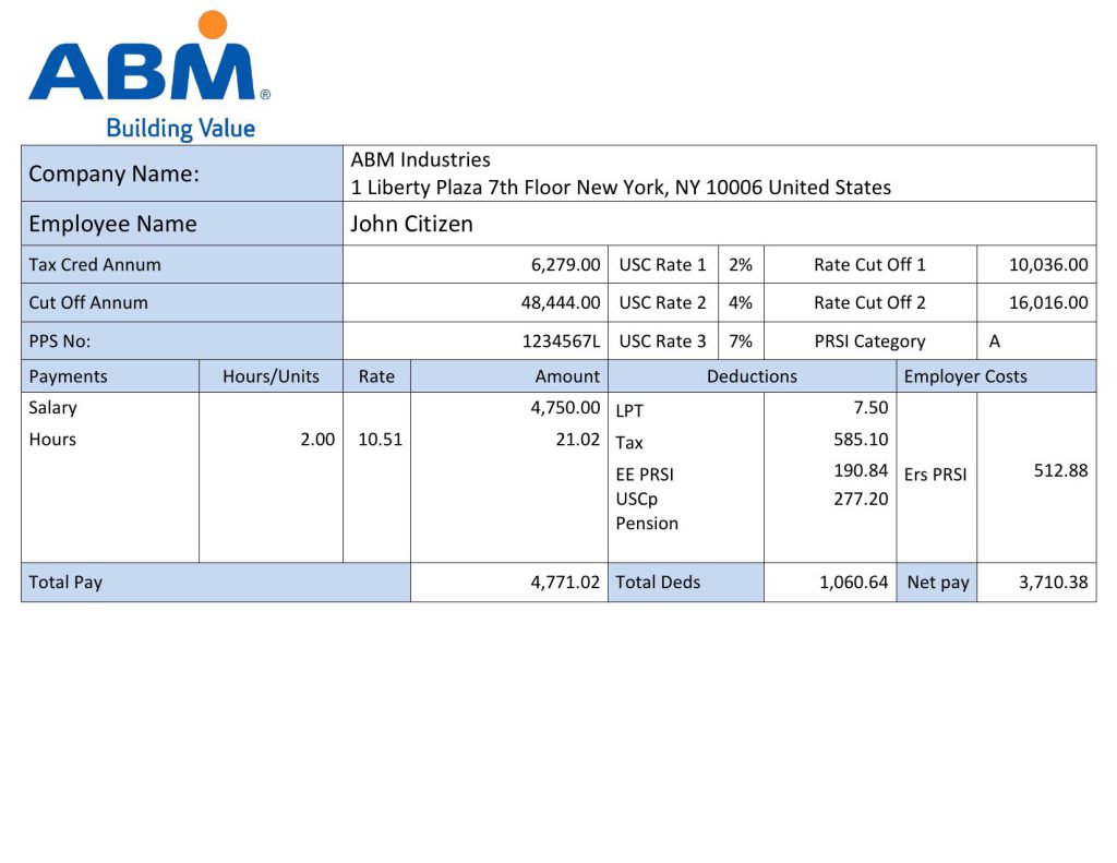 USA facility services company employee sheet template in Word and PDF format