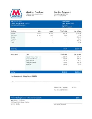 USA Editable Templates 2 USA Marathon Petroleum company pay stub Word and PDF template