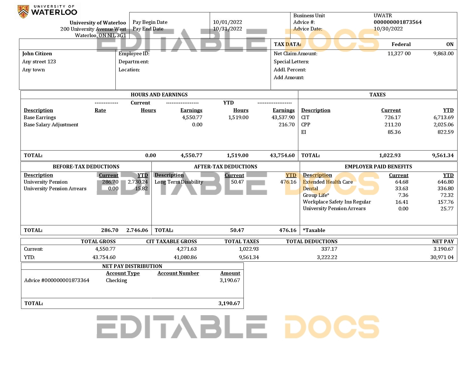 USA educational company employee sheet template in Word and PDF format
