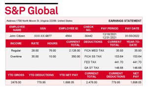 USA financial company earning statement template in Word and PDF format