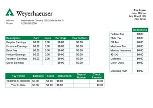 USA forest and paper company employee sheet template in Word and PDF format