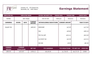 USA insurance company earning statement template in Word and PDF format