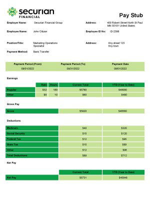 USA insurance company employee sheet template in Word and PDF format