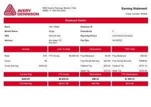 USA Editable Templates 3 USA packaging company employee sheet template in Word and PDF format, version 2