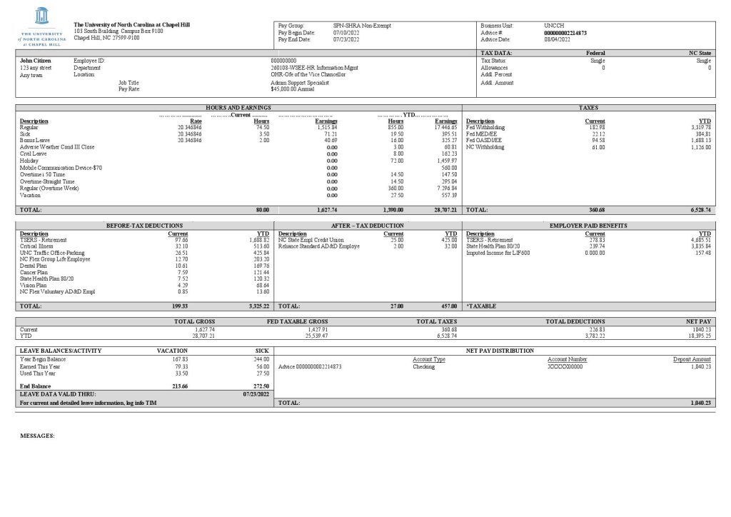 USA public research university employee sheet template in Word and PDF format