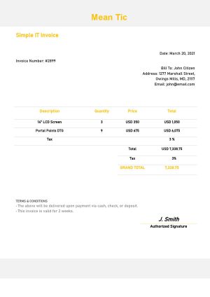USA Editable Templates 14 USA Mean Tic invoice template in Word and PDF format, fully editable