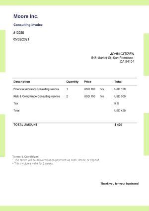 USA Editable Templates 12 USA Moore Inc. invoice template in Word and PDF format, fully editable