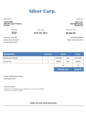 USA Editable Templates 2 USA Silver Corp. invoice template in Word and PDF format, fully editable