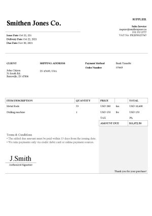 USA Editable Templates 5 USA Smithen Jones Co. invoice template in Word and PDF format, fully editable