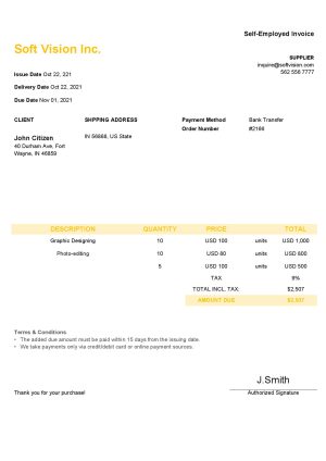 USA Editable Templates 7 USA Soft Vision Inc. invoice template in Word and PDF format, fully editable