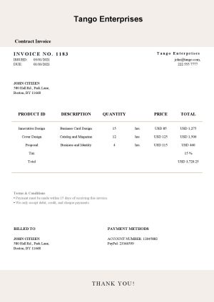 USA Editable Templates 8 USA Tango Enterprises invoice template in Word and PDF format, fully editable