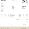 USA ZARA invoice template in Word and PDF (.doc and .pdf) format