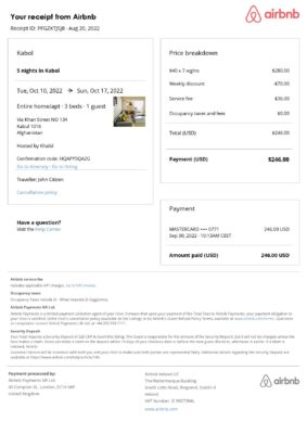 Editable Afghanistan Hotel Booking Form Template | Fillable PDF