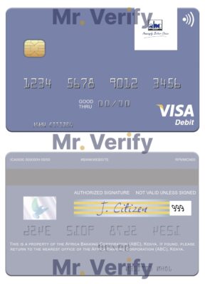 Fillable Africa Banking Corporation (ABC) Kenya visa card Templates | Layer-Based PSD