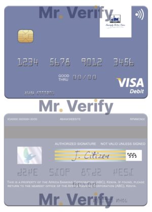 Africa Editable Docs 7 Fillable Africa Banking Corporation (ABC) Kenya visa card Templates | Layer-Based PSD