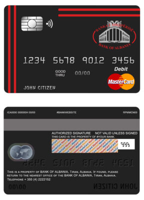 Editable Albania Bank of Albania bank mastercard debit card Templates