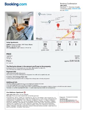 Albania Editable Templates 1 Editable Albania Hotel Booking Form Template | Fillable PDF