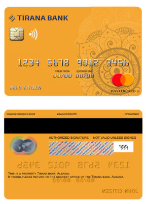 Editable Albania Tirana bank mastercard Templates in PSD Format
