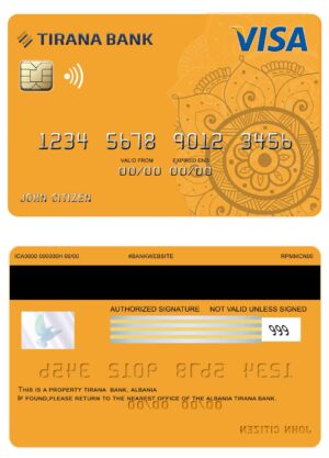 Albania Editable Templates 3 Fillable Albania Tirana bank visa card Templates | Layer-Based PSD