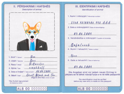 Albania dog Fake PSD Passport | Instant Download