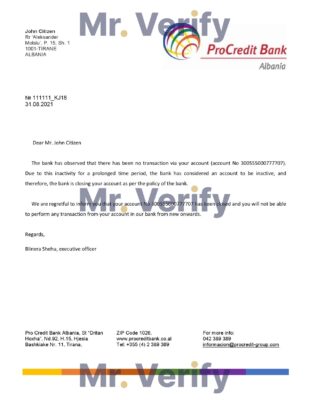 Download Albania ProCredit Bank Reference Letter Templates | Editable Word