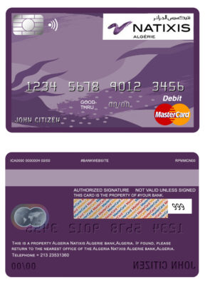 Editable Algeria Natixis Algerie bank mastercard debit card Templates