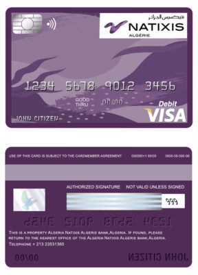 Fillable Algeria Natixis Algerie bank visa card debit card Templates | Layer-Based PSD