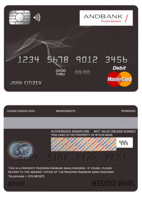 Editable Andorra Andbank mastercard debit card Templates