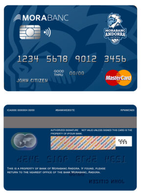 Editable Andorra Morabank mastercard Templates in PSD Format