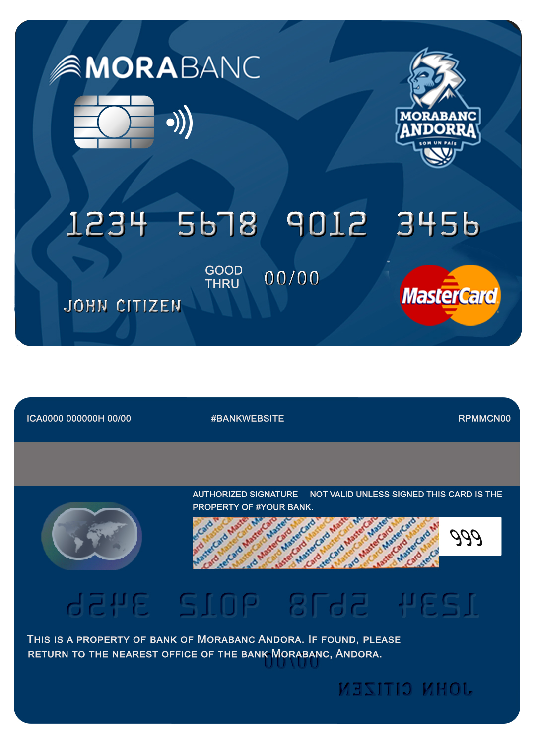Editable Andorra Morabank mastercard Templates in PSD Format