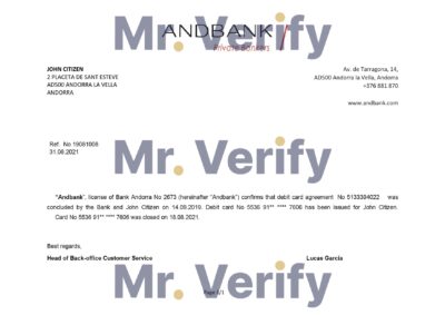 Download Andorra Andbank Bank Reference Letter Templates | Editable Word