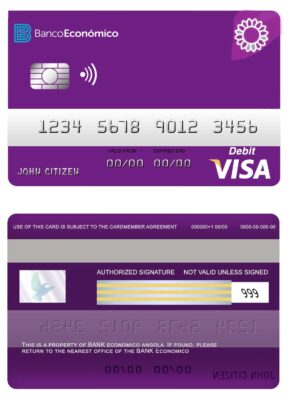 Fillable Angola Bank Economio visa debit card Templates | Layer-Based PSD
