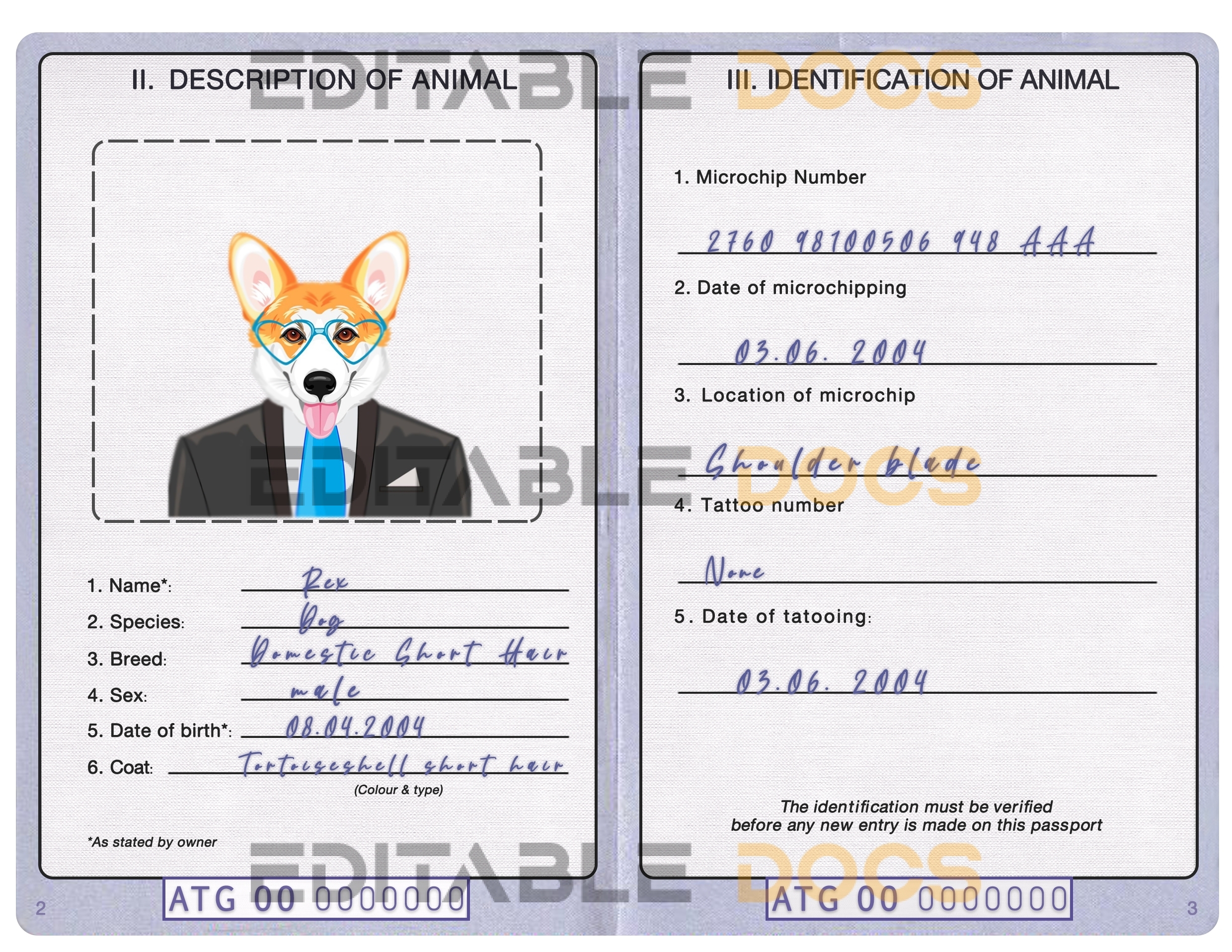 Antigua and Barbuda dog Fake PSD Passport | Instant Download