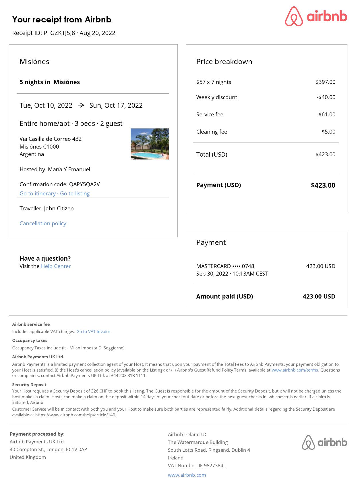 Editable Argentina Hotel Booking Form Template | Fillable PDF