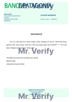 Download Argentina Banco Patagonia Bank Reference Letter Templates | Editable Word