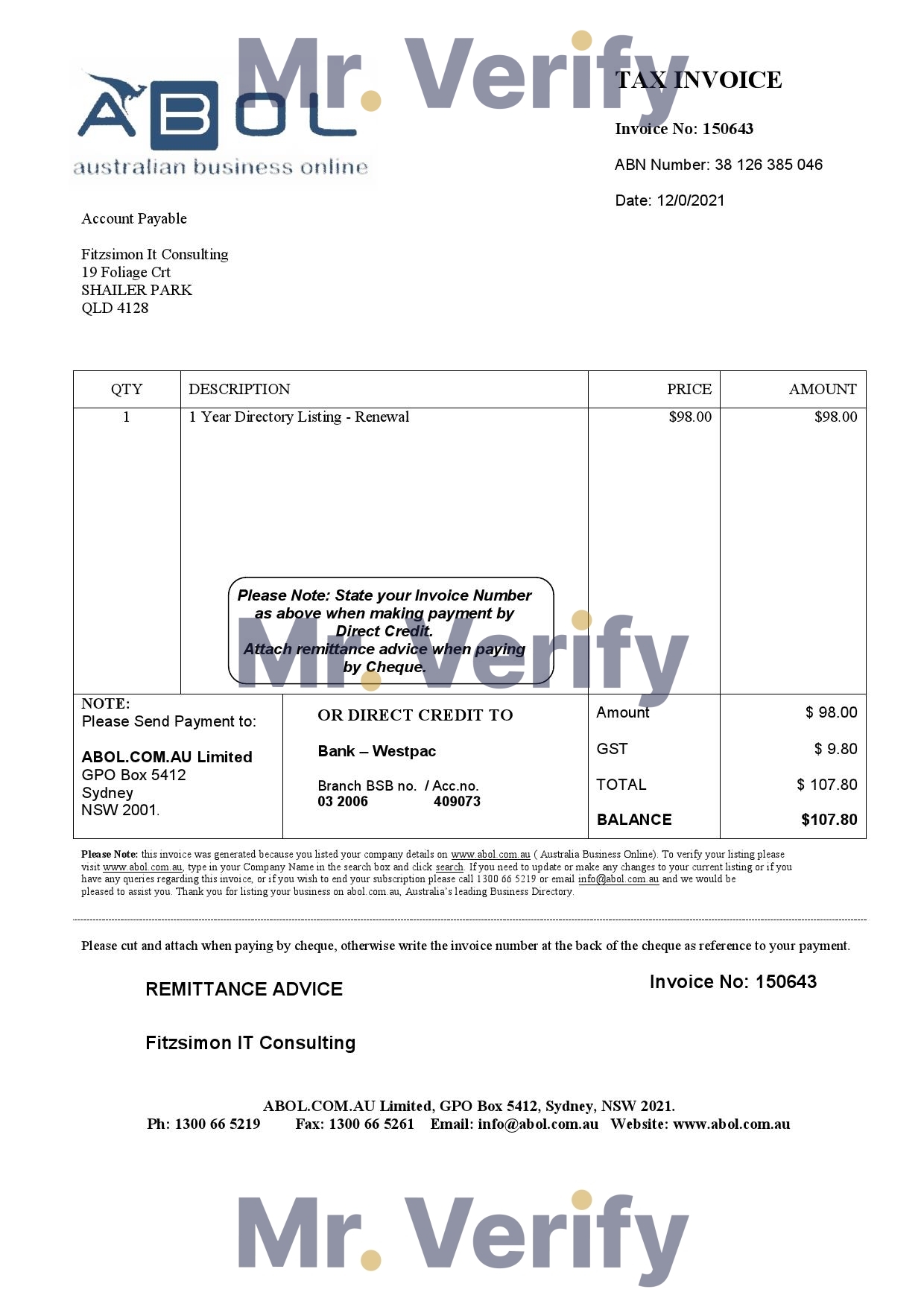 High-Quality Australia ABOL marketing consultancy company Invoice Template PDF | Fully Editable