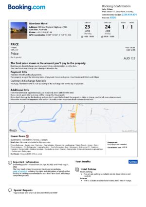 Australia Editable Template 2 Customizable Australia Airbnb Reservation Template | Word & PDF Formats