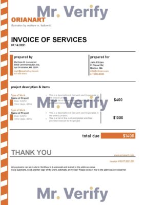 High-Quality Australia Orianart art and design company Invoice Template PDF | Fully Editable