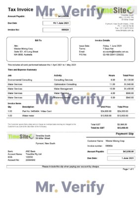 High-Quality Australia TimeSite easy-to-use application Invoice Template PDF | Fully Editable