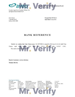 Download Australia Aveo Bank Reference Letter Templates | Editable Word