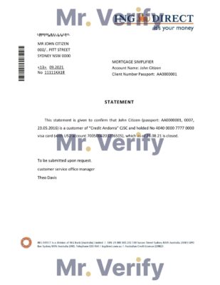 Download Australia ING Direct Bank Reference Letter Templates | Editable Word