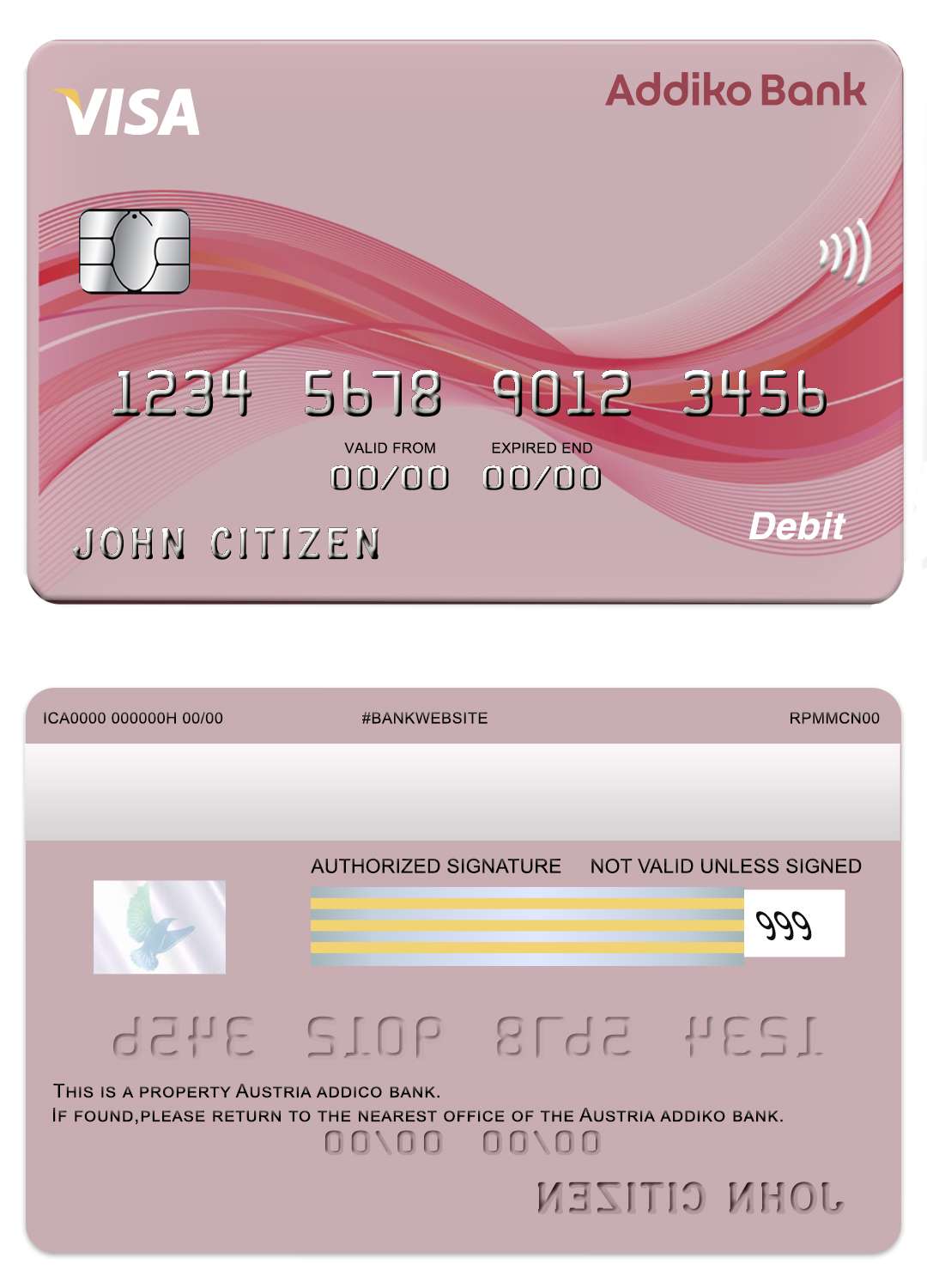 Fillable Austria Addiko bank visa card Templates | Layer-Based PSD