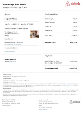 Editable Austria Hotel Booking Form Template | Fillable PDF