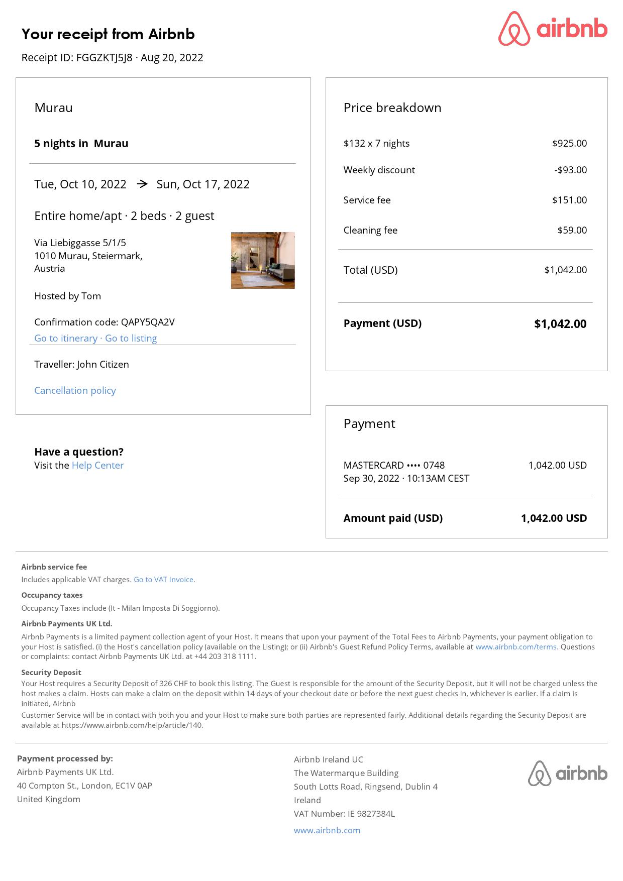 Editable Austria Hotel Booking Form Template | Fillable PDF