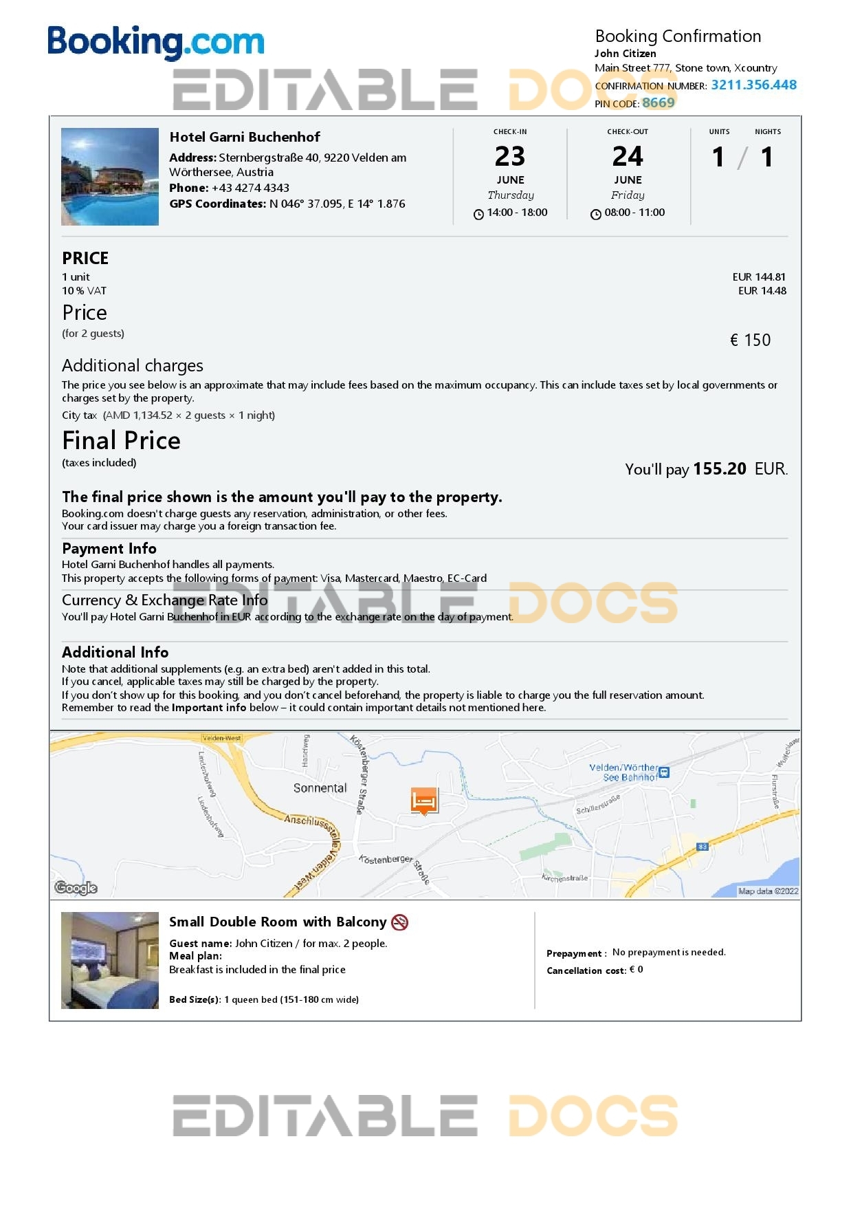 Customizable Austria Airbnb Reservation Template | Word & PDF Formats